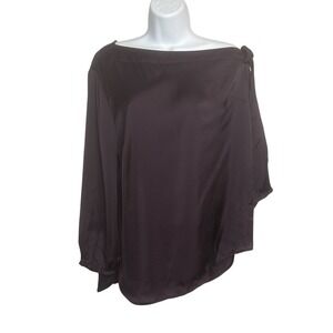 Banana Republic Factory Womens LP Burgundy Off Shoulder Blouse Chic Feminine Bow